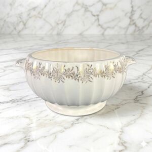 Vintage Franklinware Ivory 22K Gold Filigree Floral Trim Serving Bowl 57X-S264